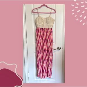 Pink & Cream Maxi Dress